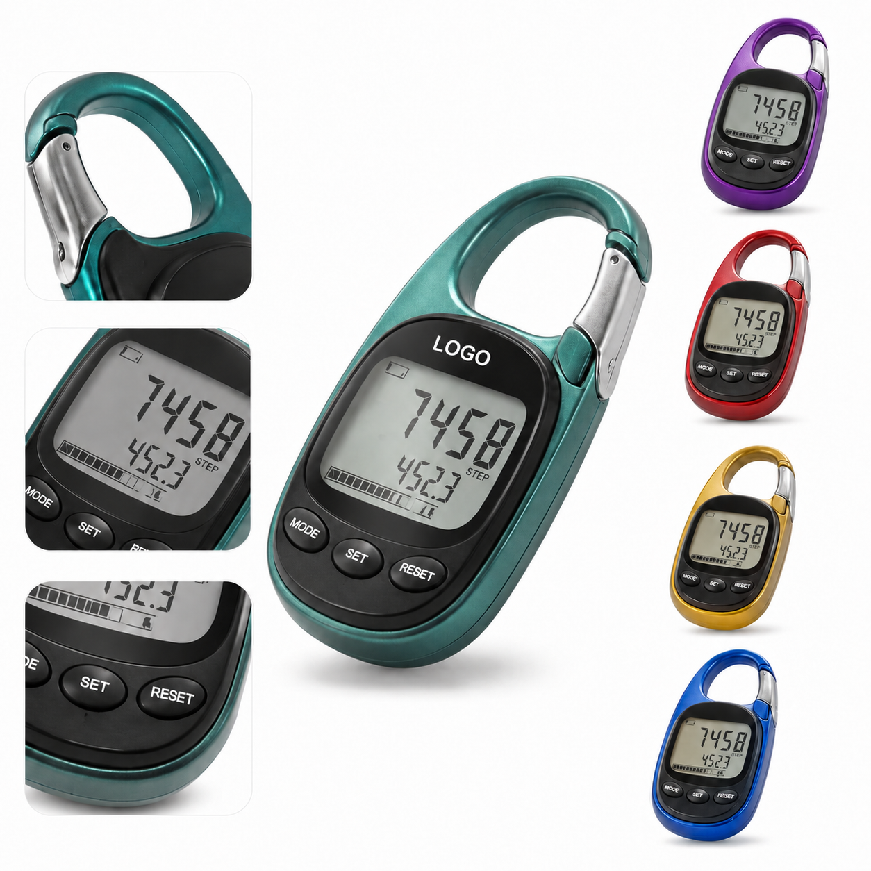 Precision 3D Digital Pedometer with Integrated Carabiner Clip