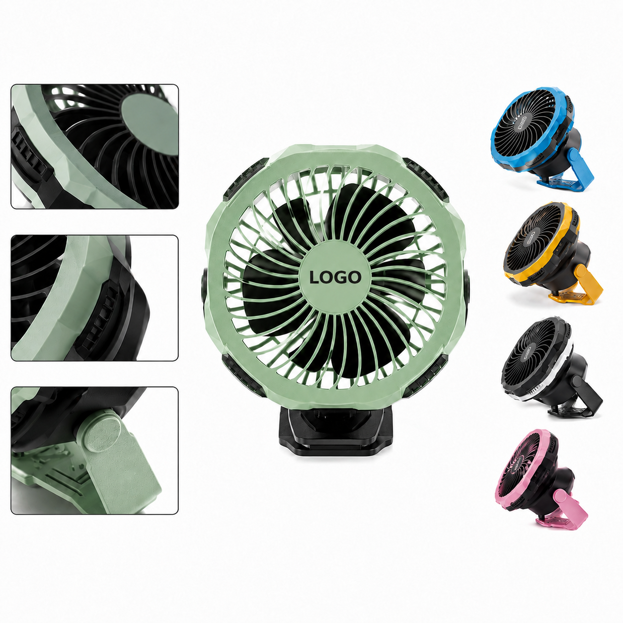 Multi-Purpose Outdoor Portable Fan with Integrated Lantern and Power Output