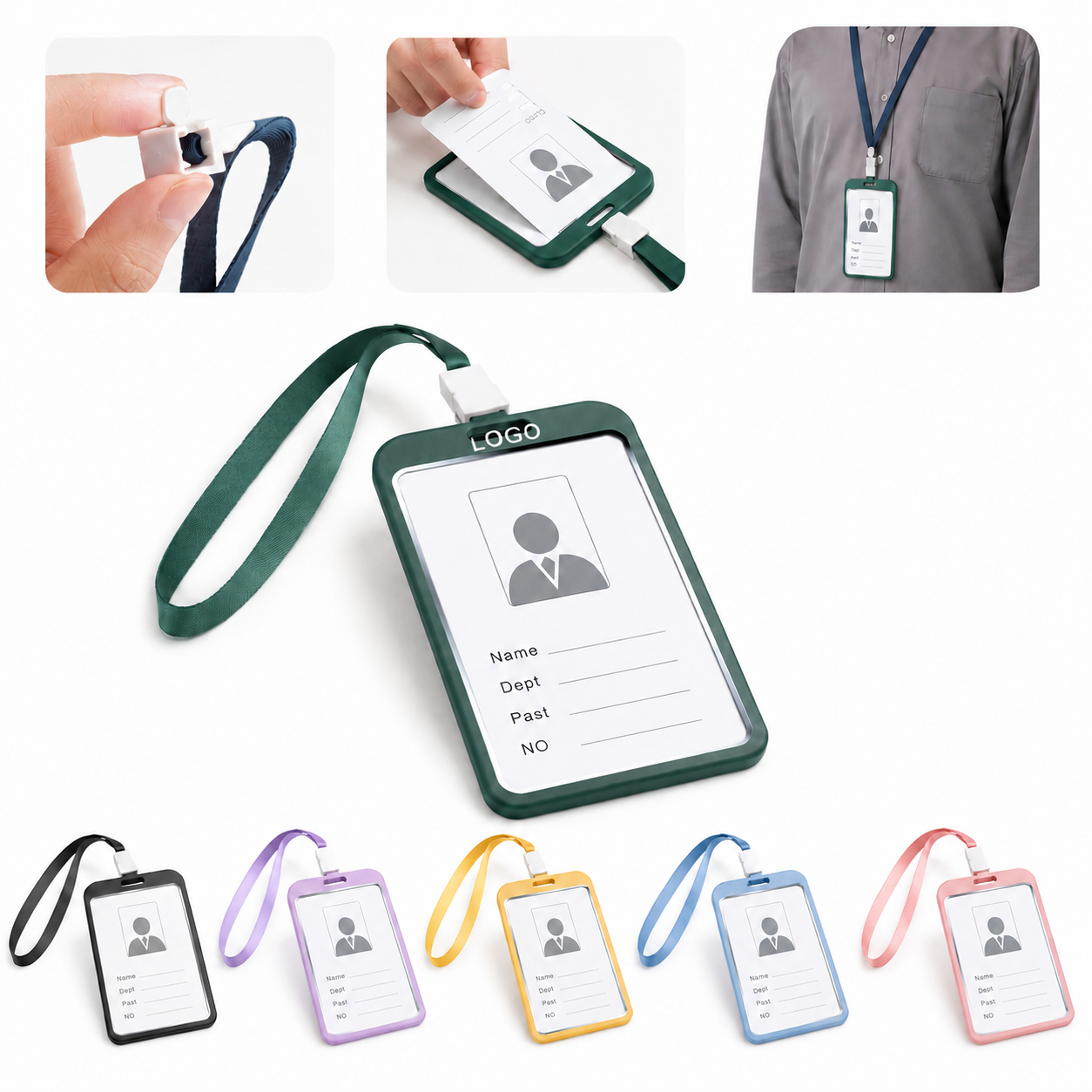 Matte Finish Silicone ID Badge Holder with Color-Matched Lanyard