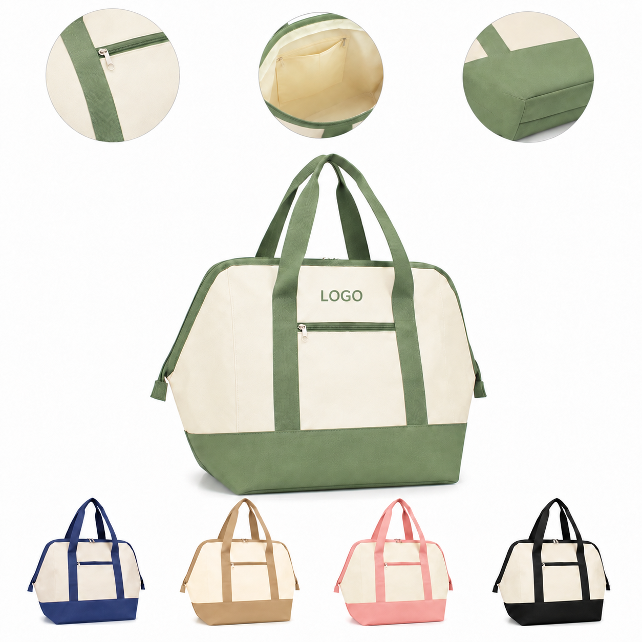 Two-Tone Insulated Collapsible Shopping Tote - Multi-Color Series