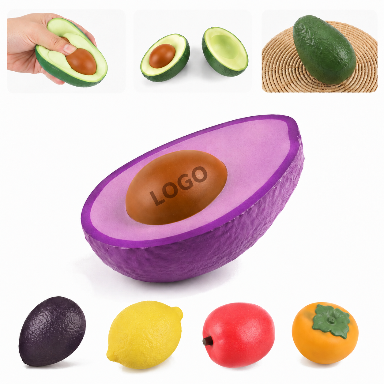 Metallic Finish Fruit Shaped PU Stress Ball