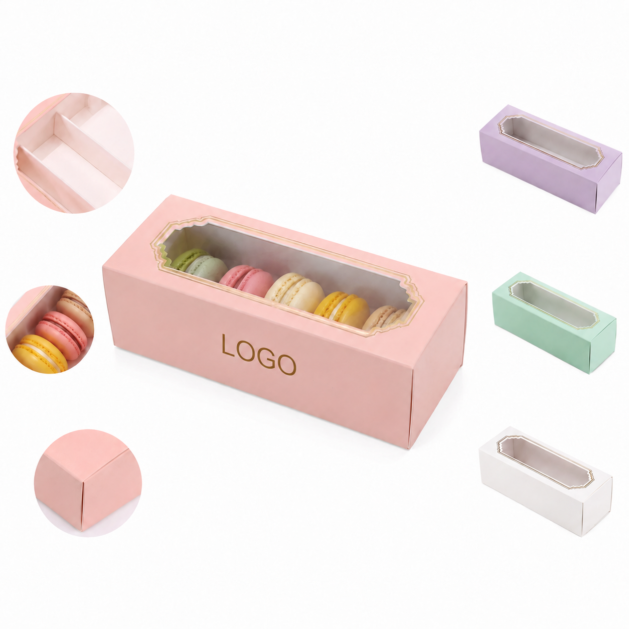 Ornate Viewing Window Cardboard Pastry Box for Gourmet Treats