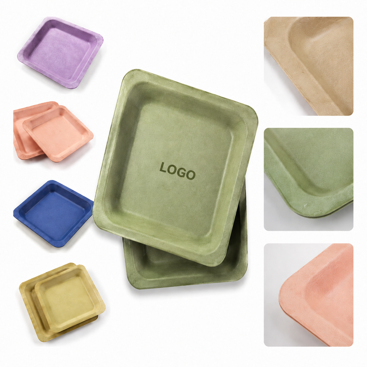 Square Natural Fiber Disposable Dessert and Appetizer Plates