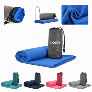 Portable Microfiber Fitness Towel with Drawstring Mesh Bag
