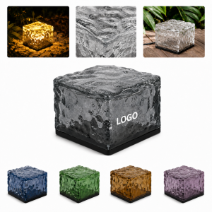 Ice Textured Glass Cube LED Accent Lamp