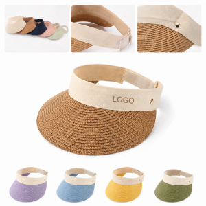 Wide Brim Straw Sun Visor with Adjustable Cotton Band for Sun Protection